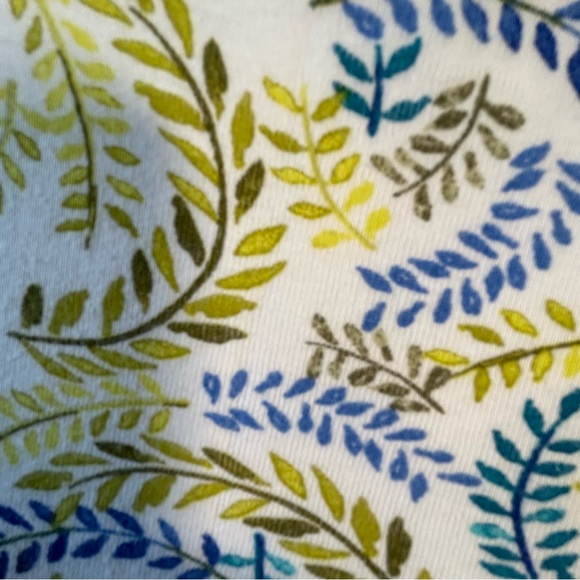 Croft & Barrow white blue green yellow ferns classic tee 100% cotton Size L - Picture 2 of 7